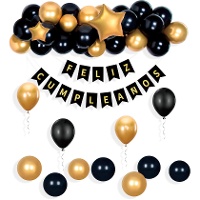 Grinalda de balões e festão metálicos de Feliz Aniversário - 41 unid.