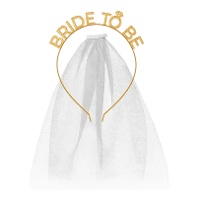 Diadema Bride to be com véu branco