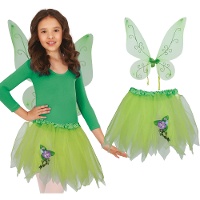 Conjunto de fada com tutu e asas verdes