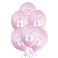 Balões de látex Blue Elephant Floral 30 cm - Unique - 8 unidades