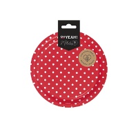 Pratos redondos de 18 cm com pontos brancos - 8 unid.