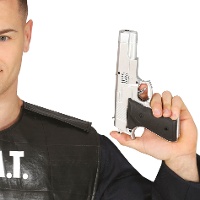 Pistola de polícia prateada - 21 cm