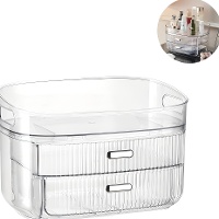 Organizador de maquiagem transparente com 2 gavetas de 28 x 18,5 x 18,5 cm