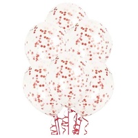 Balões de látex transparentes com confettis 30 cm - Qualatex - 6 unid.