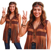 Colete de franjas estilo hippie para adulto