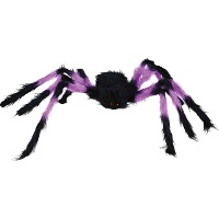 Aranha de 75 cm preta e colorida peluda