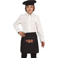 Conjunto de castanha para criança com boina e avental.