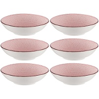 Prato de 20 cm em grés mandala rosa fundo - Vessia - 6 unidades