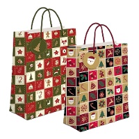 Saco de presente de 32 x 26 x 10 cm com padrão natalino - 1 unidade
