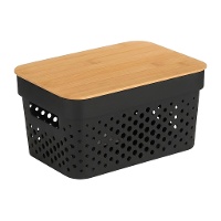 Caixa de 26 x 17,5 x 12,5 cm perfurada com tampa de bambu - 1 unidade