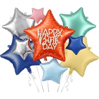 Buquê de balões Happy Birthday multicolorido - 5 unidades