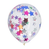 Balões de látex com estrela confetti 30 cm - Folat - 4 unidades