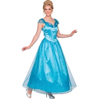 Fato azul de princesa de conto de fadas para mulher