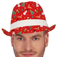 Chapéu natalino de gângster vermelho