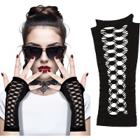 Luvas góticas pretas em renda vazada