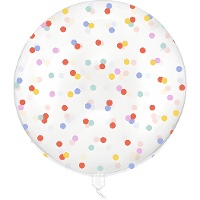 Balão orbz transparente com bolinhas multicoloridas de 60 cm