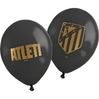 Balões de látex do Atlético de Madrid preto e dourado 30 cm - 6 unidades