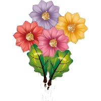 Balão de flores e folhas - 6 unidades