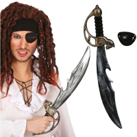Espada pirata envelhecida com tapa-olho - 50 cm