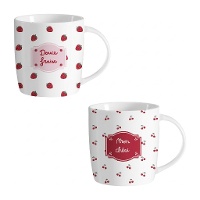 Caneca de 350 ml com cerejas ou morangos - 1 unidade