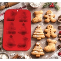 Molde de silicone com motivos natalinos de 17 x 26 cm - 6 cavidades