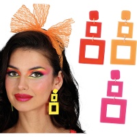 Brincos néon sortidos anos 80 - 1 par