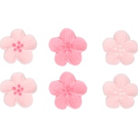 Figuras de açúcar em forma de flores rosa - FunCakes - 24 unidades