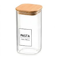 Pote de 1,2 L em borossilicato com tampa de bambu Pasta