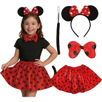 Conjunto de ratinha com tiara, gravata borboleta, saia e cauda