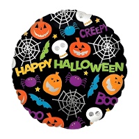 Balão redondo com figuras e mensagem Happy Halloween 46 cm - Anagrama