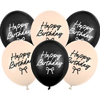 Balões de látex Elegant Happy Birthday de 30 cm - 6 unidades