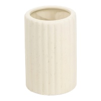 Copo porta?escovas de dentes com relevo de riscas - tom natural