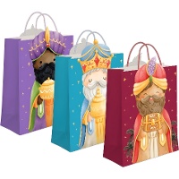 Sacola de presente 32 x 26 x 10 cm - Três Reis Magos - 1 unidade
