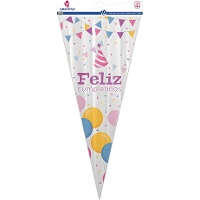 Saco para guloseimas Feliz Aniversário de 48 x 22 cm - 10 unidades