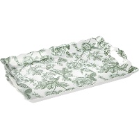 Bandeja verde floral vintage 38 x 24 cm