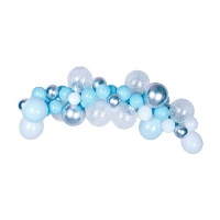 Grinalda de balões orgânicos em duas cores e prata - 53 unidades