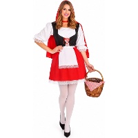 Fato de Capuchinho Vermelho com capa e avental para mulher.