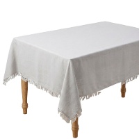 Toalha de mesa 1,45 x 1,40 m tecido cinzento com franjas