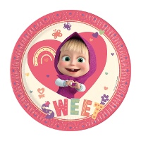 Pratos Masha e o Urso Sweet de 23 cm - 8 unidades