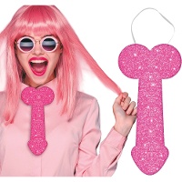 Gravata em formato de pênis rosa brilhante - 30 cm