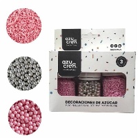 Kit de confeitos de fios e pérolas prateadas de 30 gr