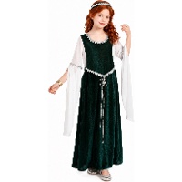 Fato de senhora verde medieval para criança