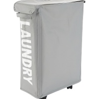 Cesto de roupa com rodas 39 x 20 x 57 cm cinza