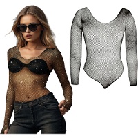 Body preto com pedraria para festas e clubes