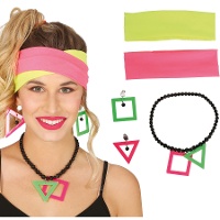 Conjunto de acessórios Neon 80's - 5 peças