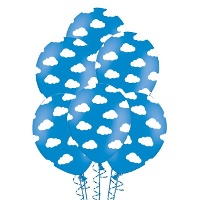 Balões de látex com nuvens brancas 30 cm - PartyDeco - 6 unidades
