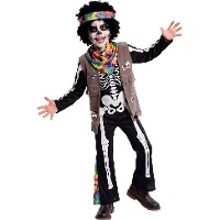 Fato de esqueleto hippie para crianças