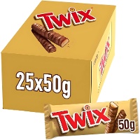 Twix de chocolate de leite com caramelo, 50 g - 25 unidades