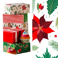 Caixa para doces de flor de Natal de 18 x 13,5 x 7,5 cm - Decora
