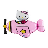 Balão de Hello Kitty em forma de avião rosa de 76 x 52 cm